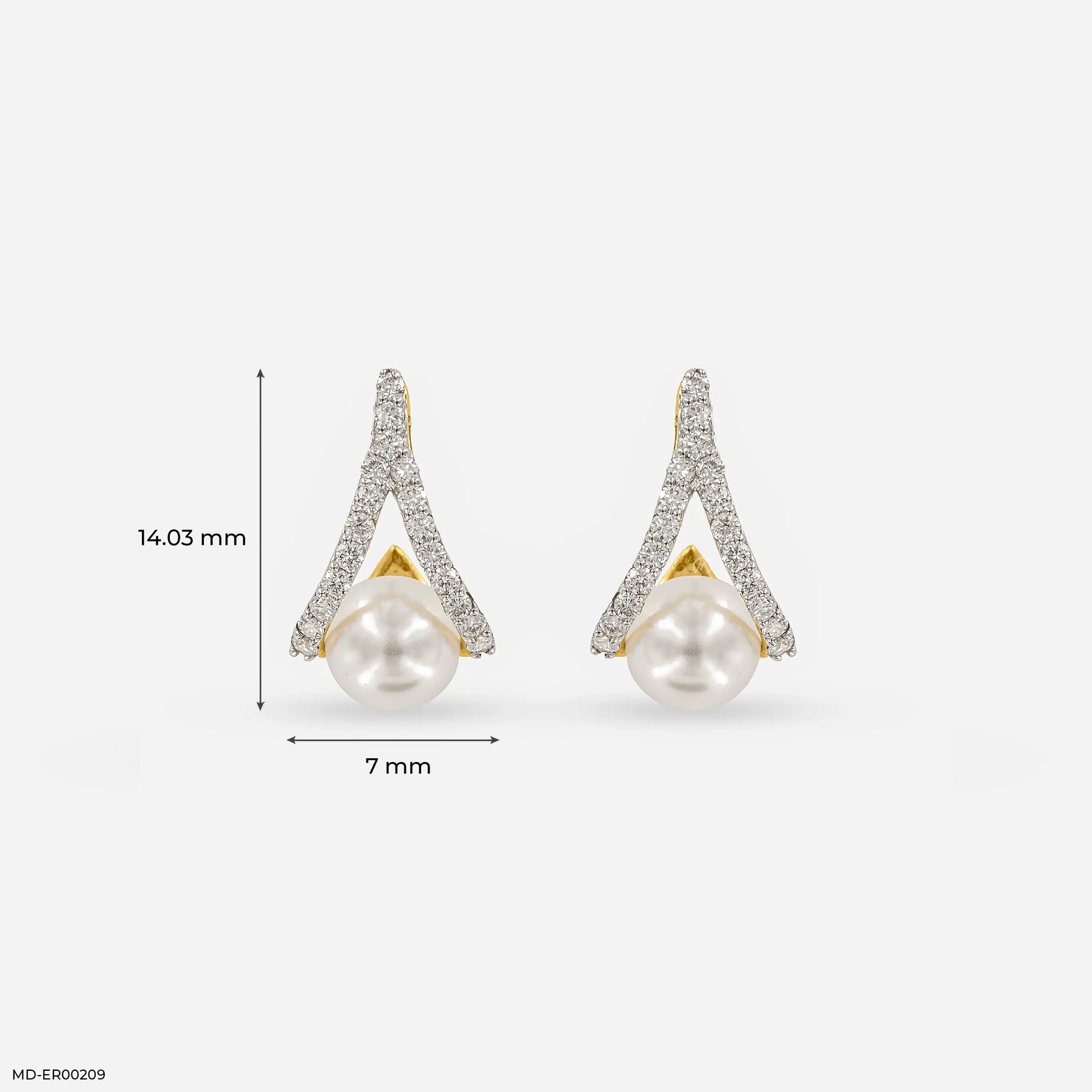 0.35 Carat Pearl Lab Diamond Earrings 14K Yellow Gold