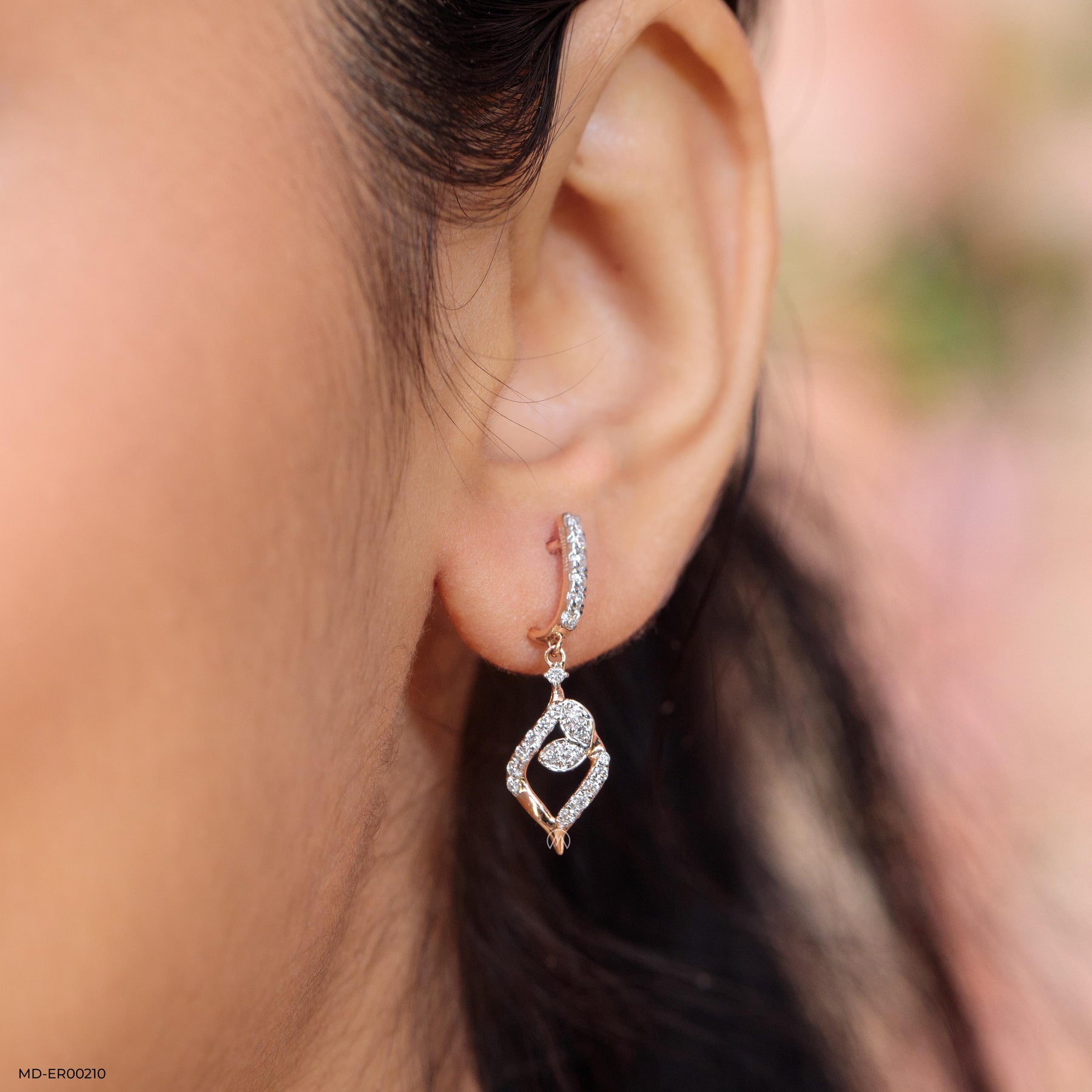 0.5 Carat Leafy Glorious Lab Diamond Earrings 14K Rose Gold