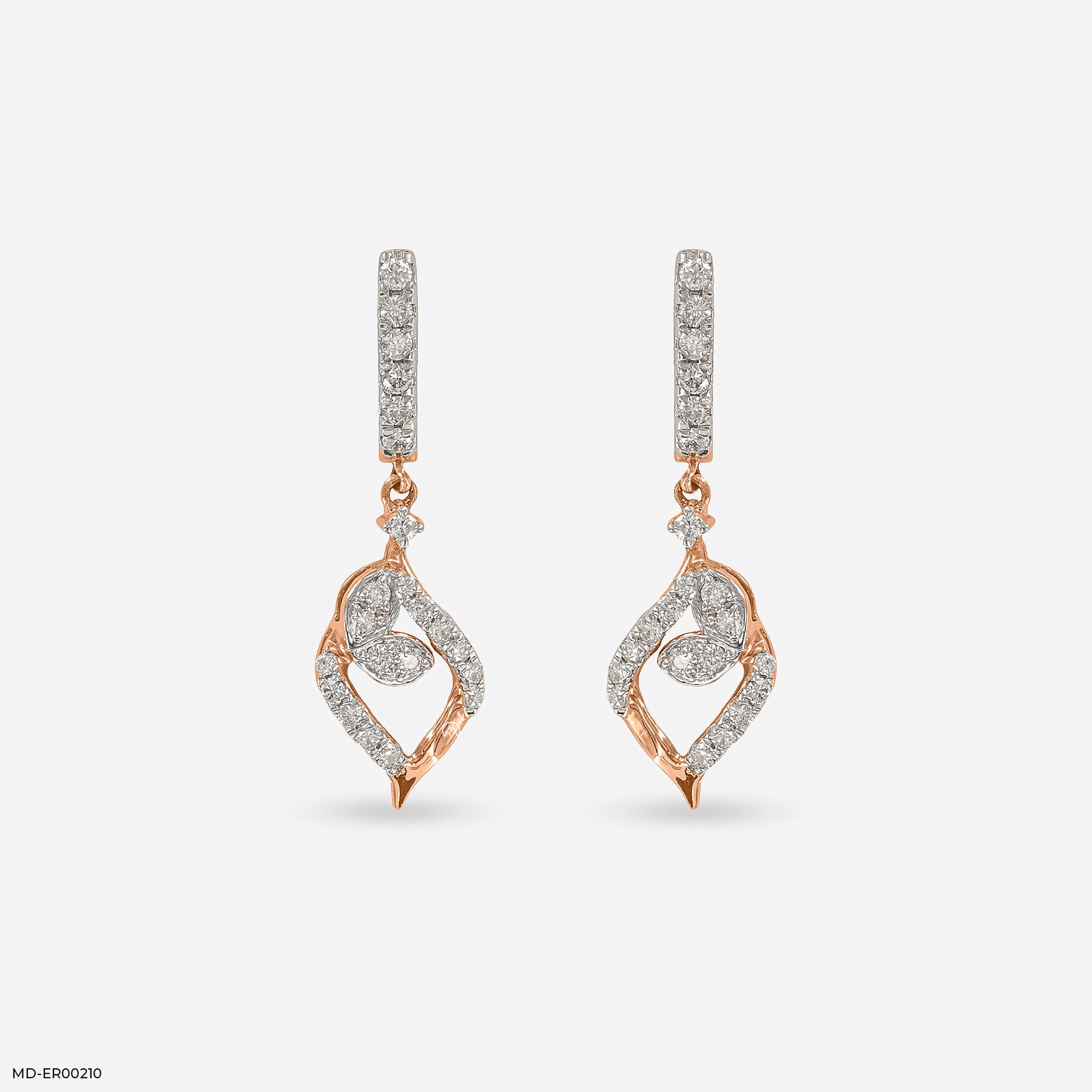 0.5 Carat Leafy Glorious Lab Diamond Earrings 14K Rose Gold