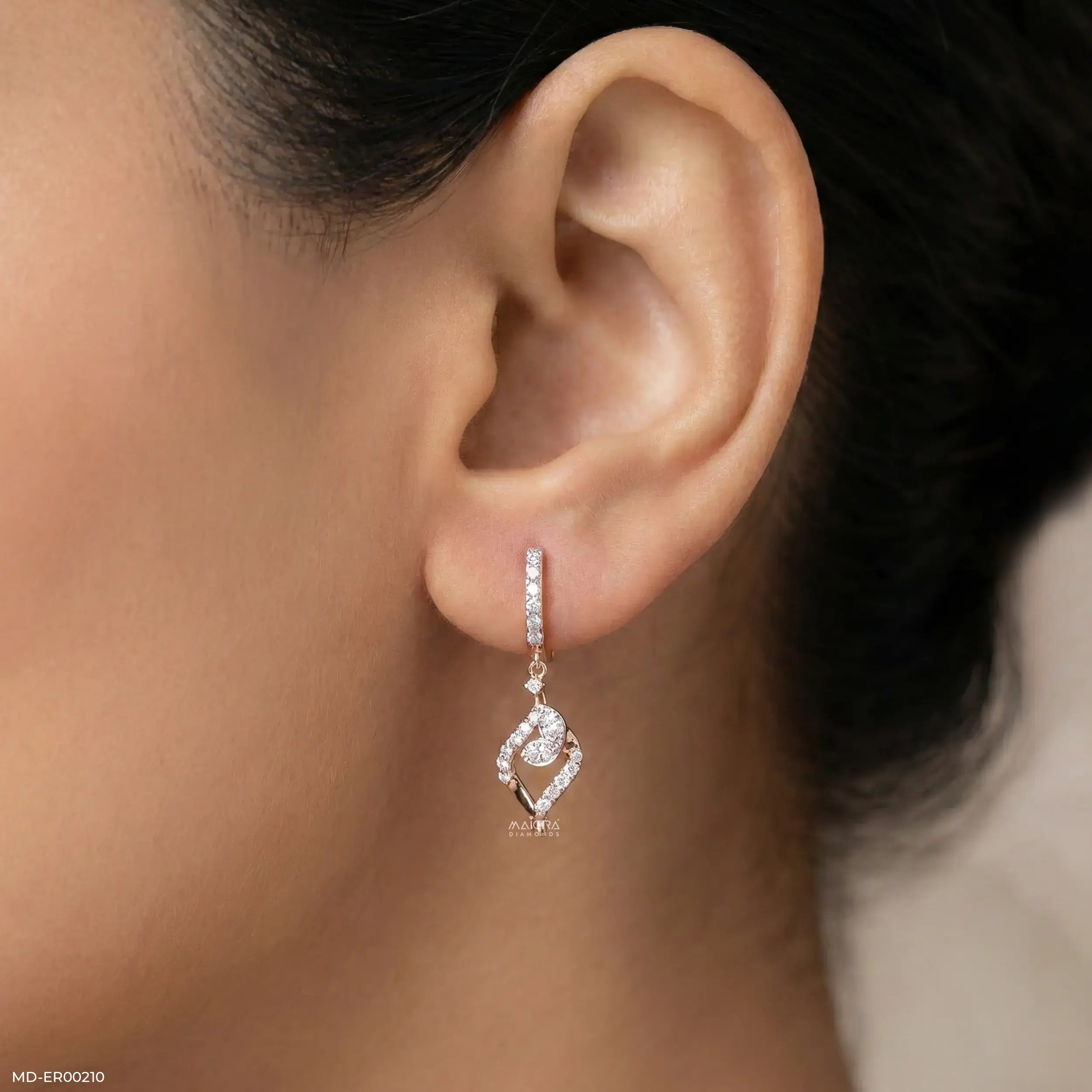 0.5 Carat Leafy Glorious Lab Diamond Earrings 14K Rose Gold