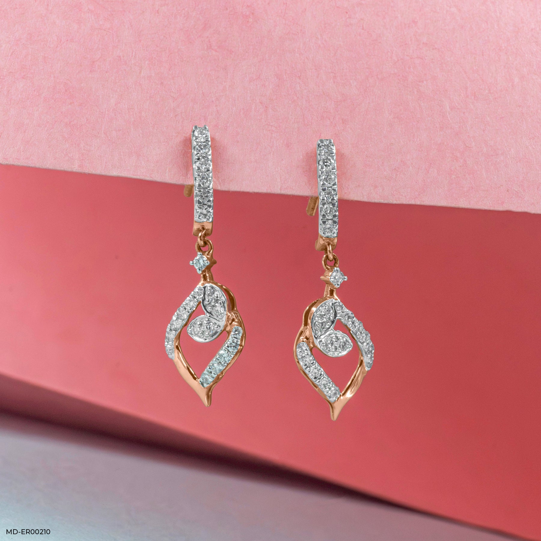 0.5 Carat Leafy Glorious Lab Diamond Earrings 14K Rose Gold