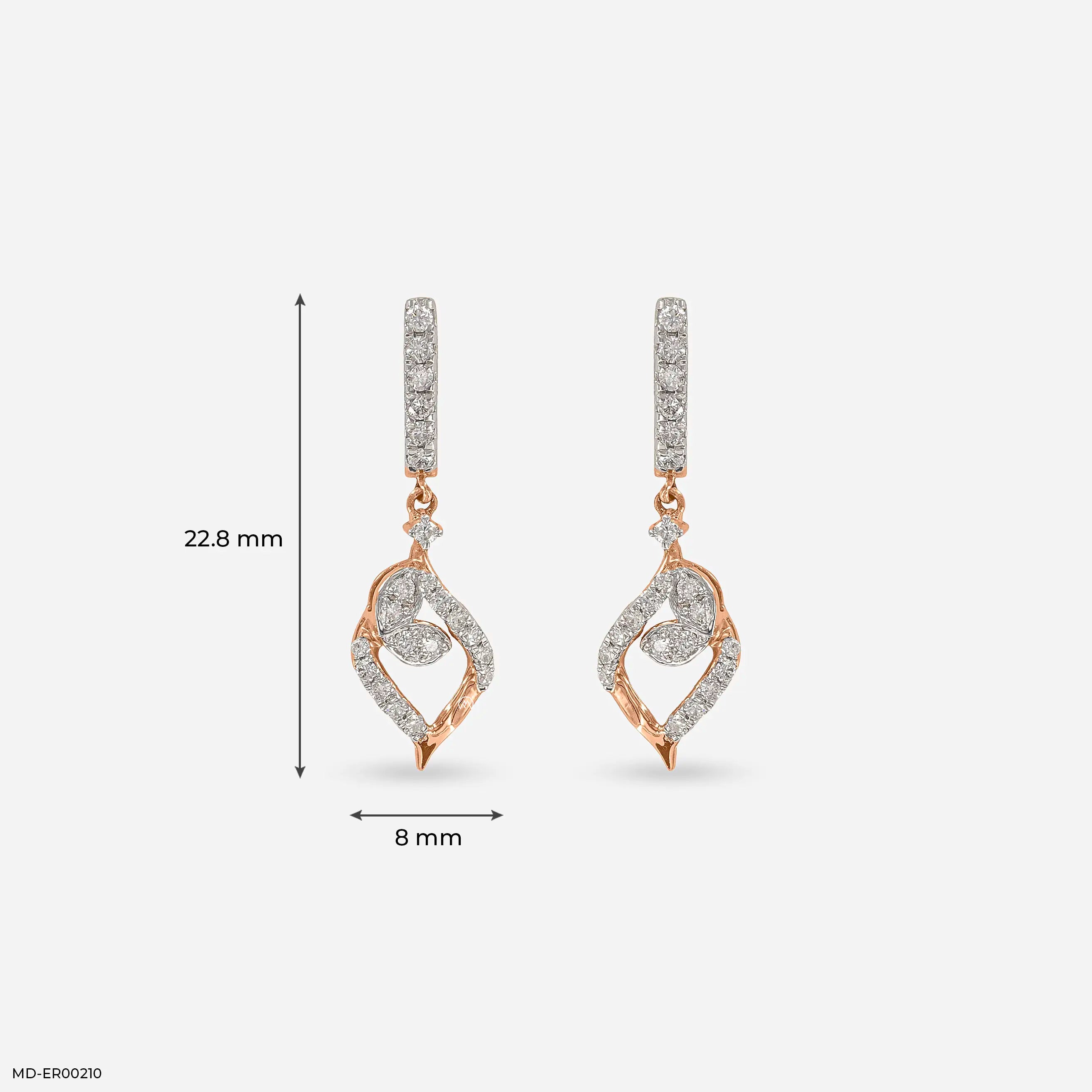 0.5 Carat Leafy Glorious Lab Diamond Earrings 14K Rose Gold