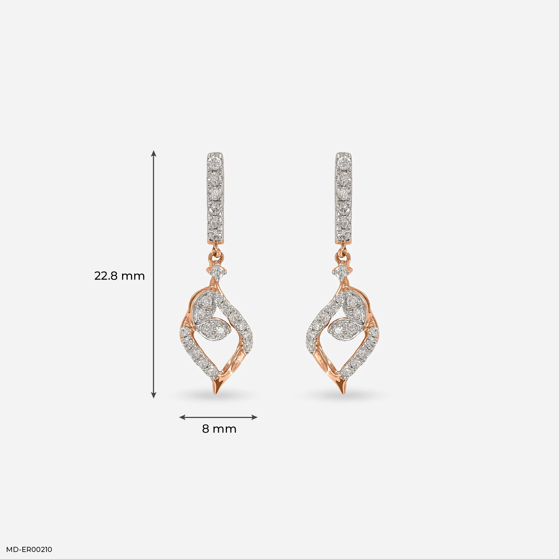 0.5 Carat Leafy Glorious Lab Diamond Earrings 14K Rose Gold
