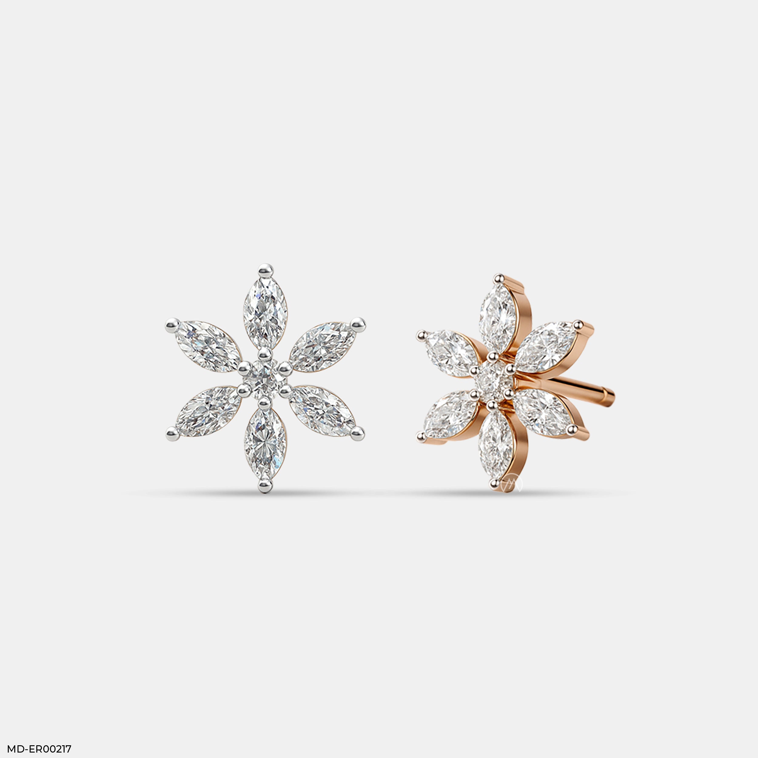 The Marquise Blossom Earrings 9K Rose Gold