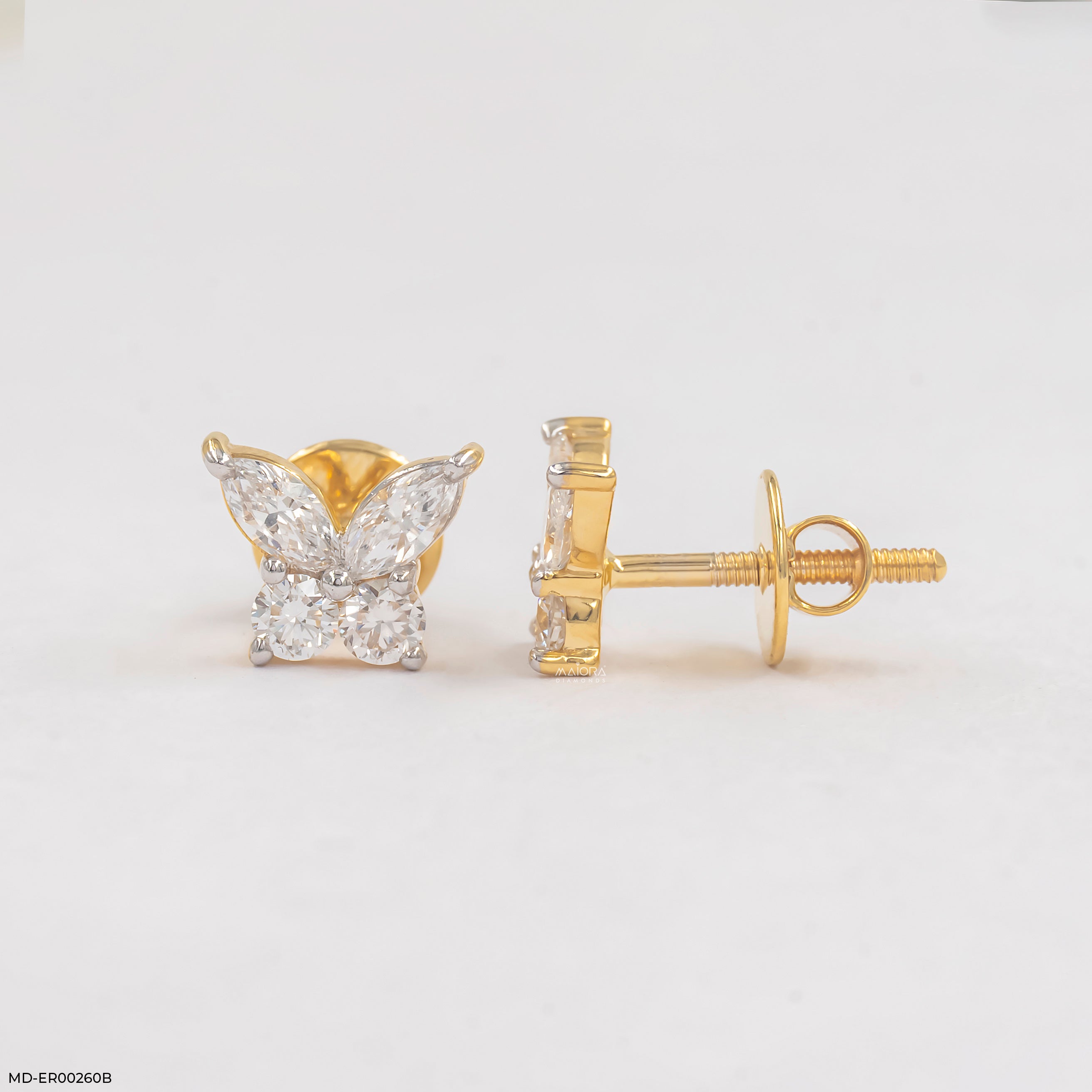 Marquise Wings Solitaire Diamond Earrings Platinum 950