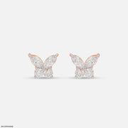 Marquise Wings Solitaire Diamond Earrings 14K Rose Gold