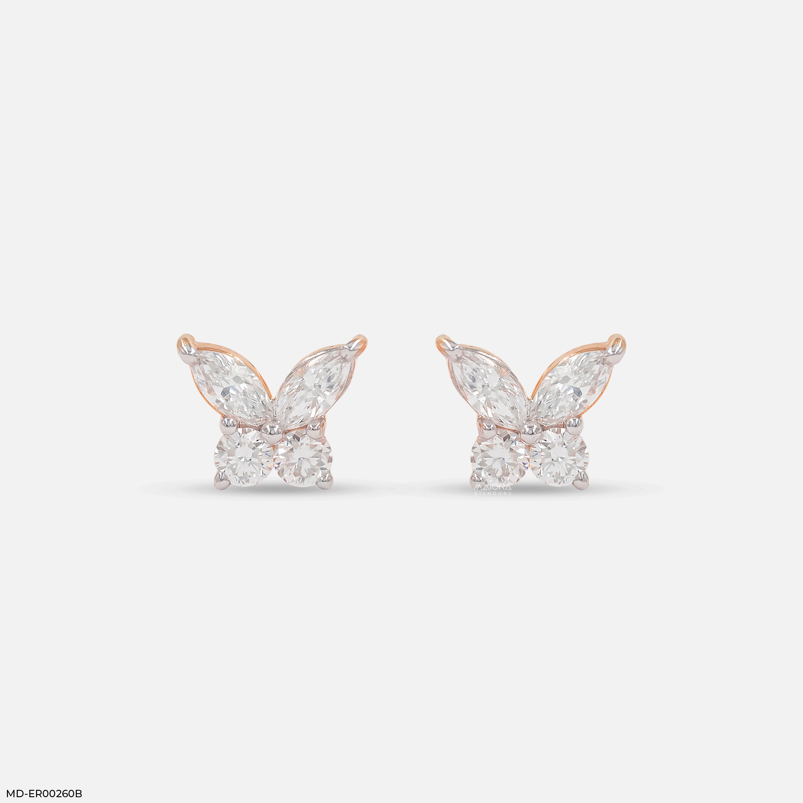 Marquise Wings Solitaire Diamond Earrings Platinum 950