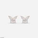 Marquise Wings Solitaire Diamond Earrings Platinum 950