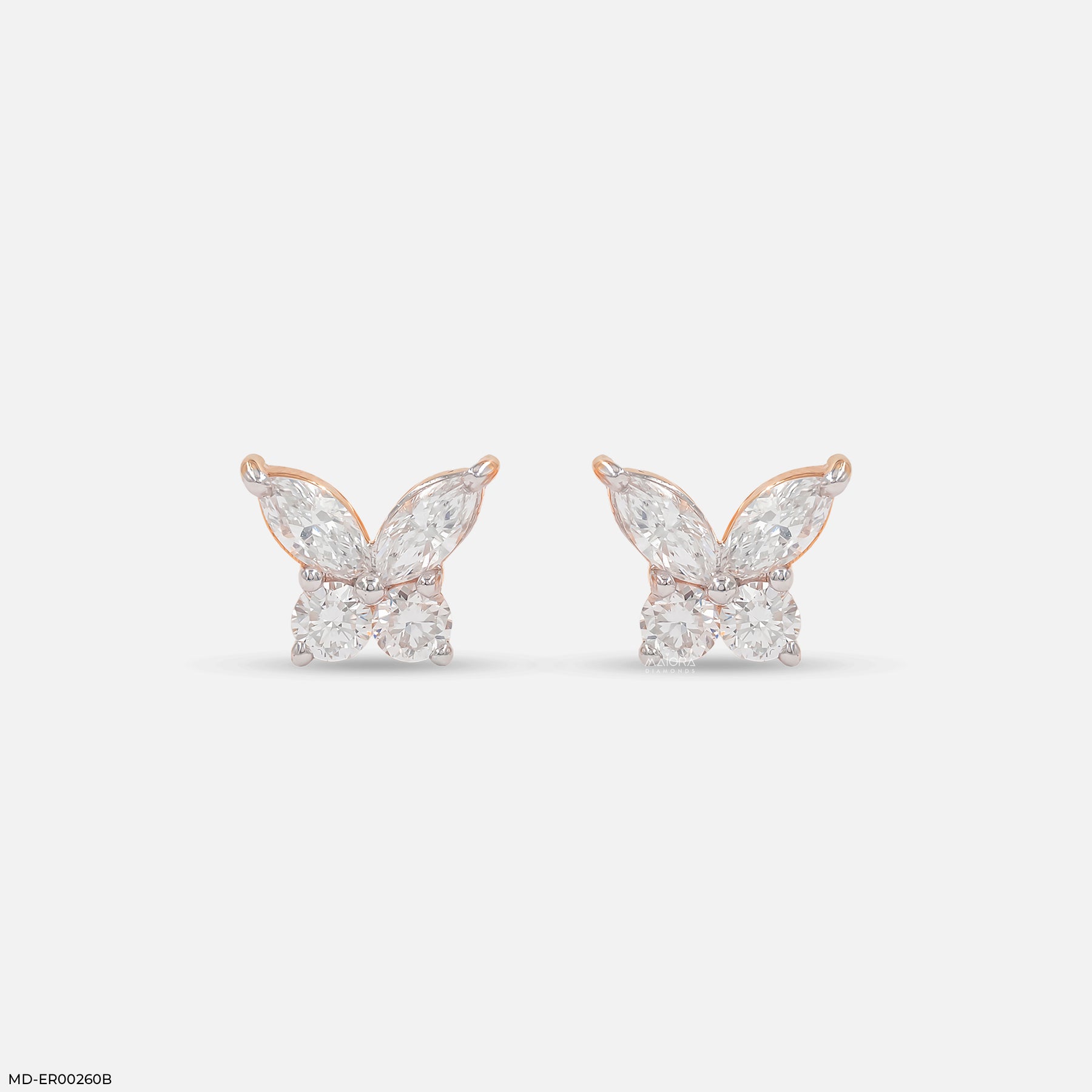 Marquise Wings Solitaire Diamond Earrings Platinum 950