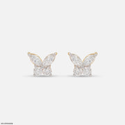 Marquise Wings Solitaire Diamond Earrings 9K Yellow Gold