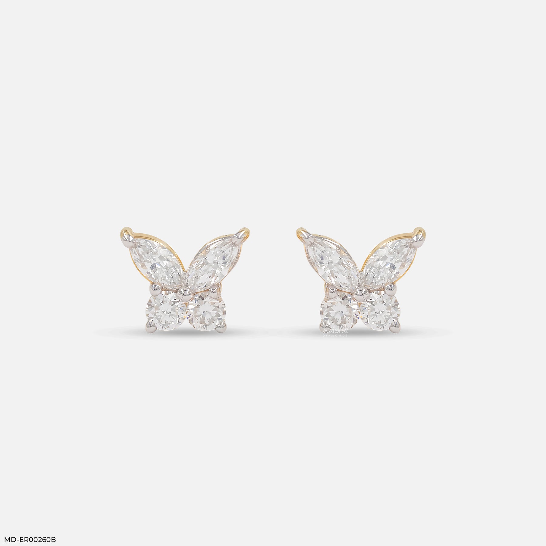 Marquise Wings Solitaire Diamond Earrings Platinum 950