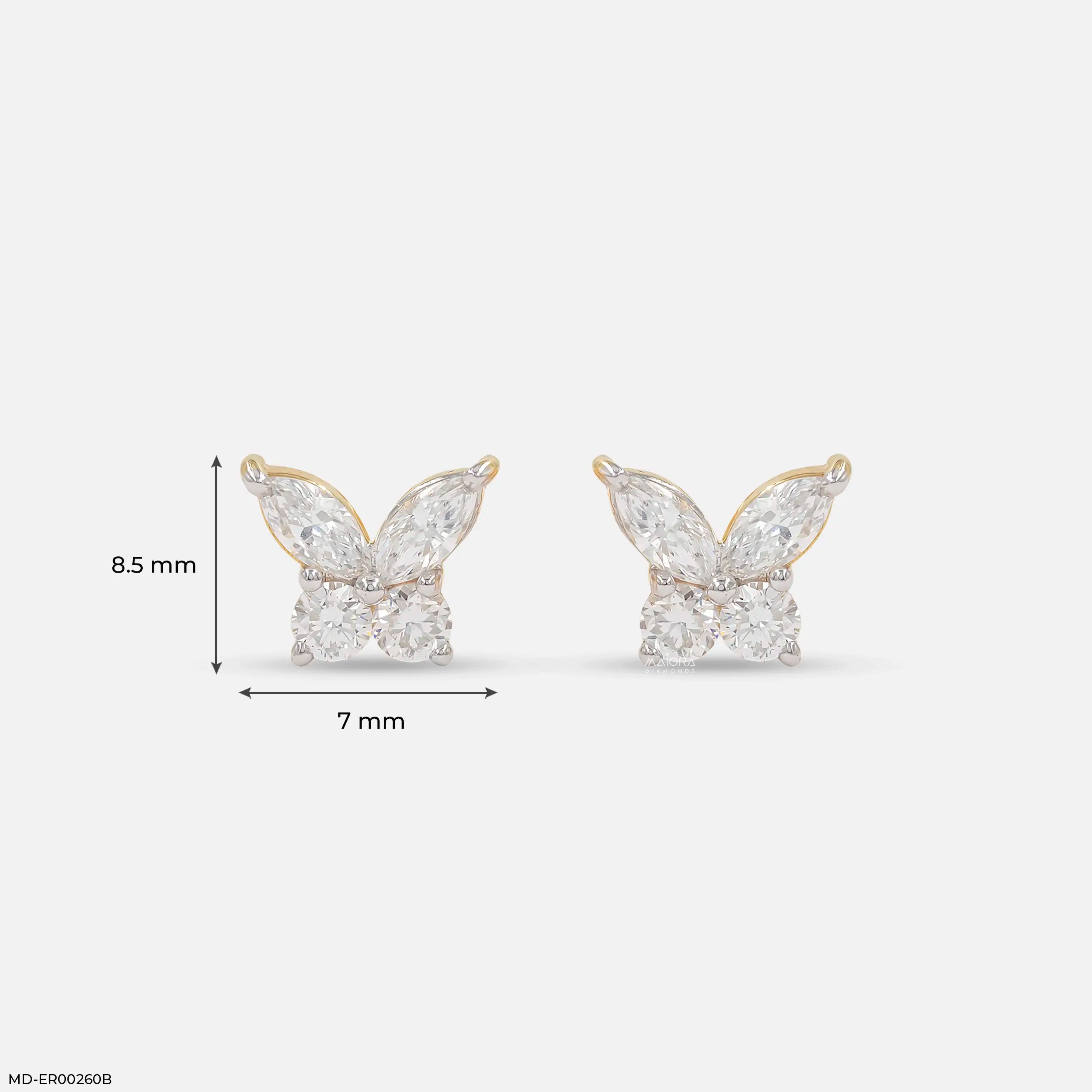 Marquise Wings Solitaire Diamond Earrings Platinum 950