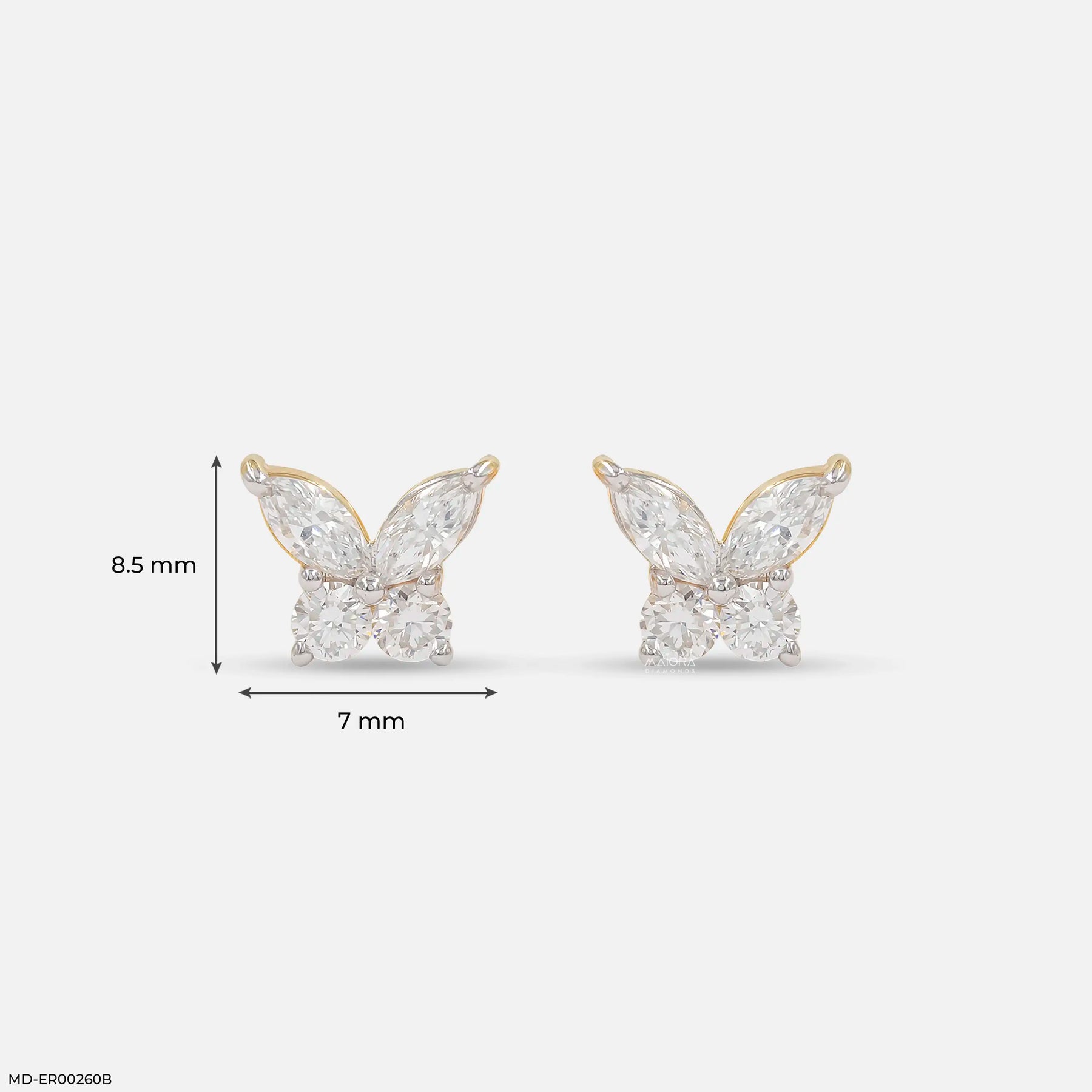 Marquise Wings Solitaire Diamond Earrings Platinum 950