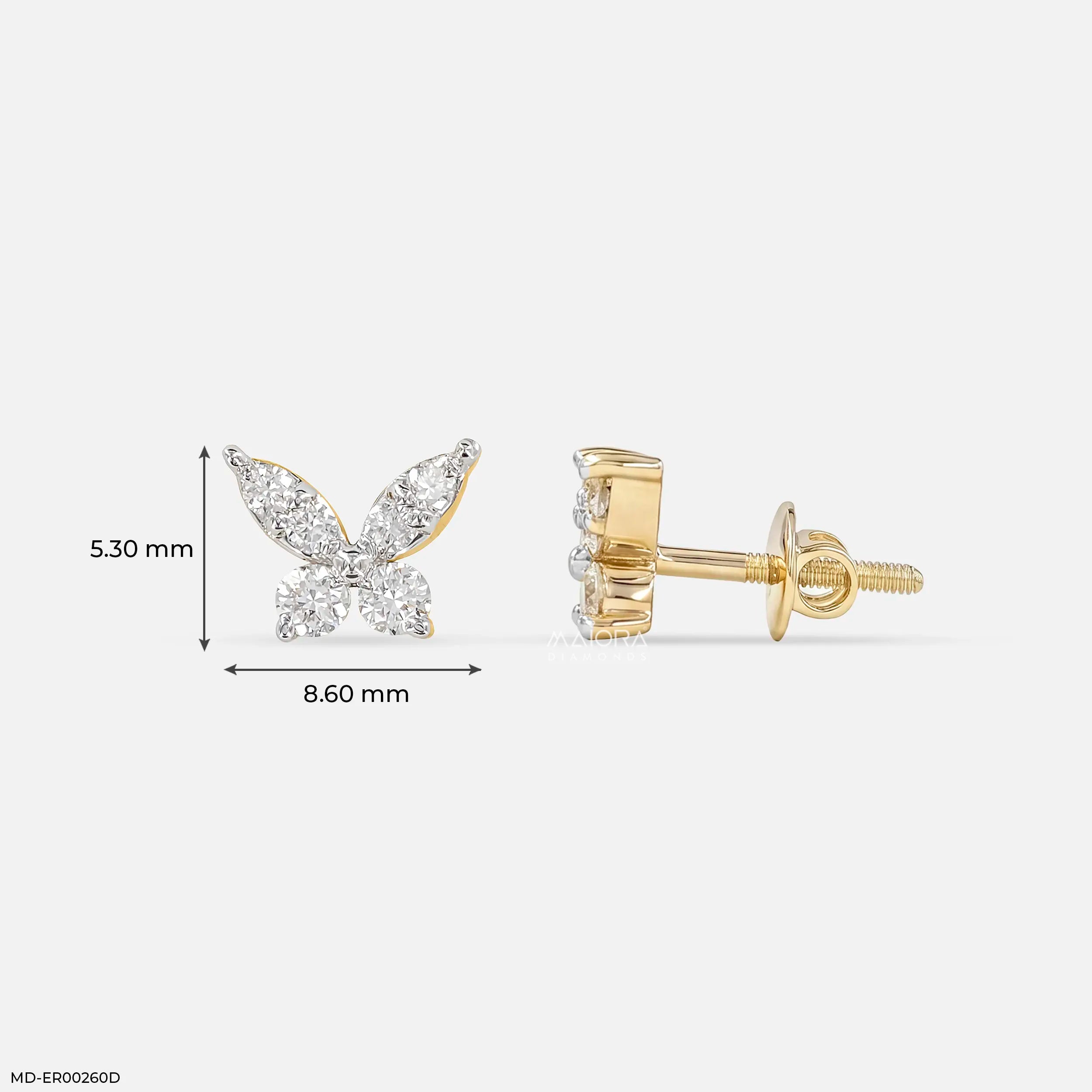 0.20 Carat Butterfly Glow Lab Diamond Earrings 9K Yellow Gold