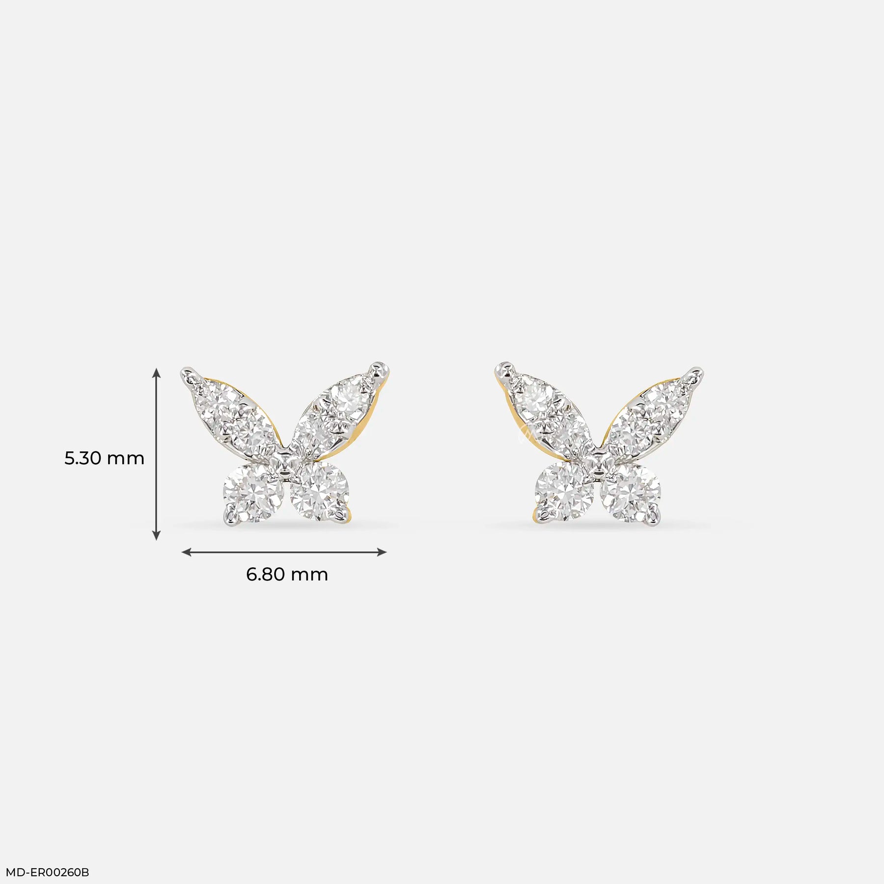 0.20 Carat Butterfly Glow Lab Diamond Earrings 14K Yellow Gold