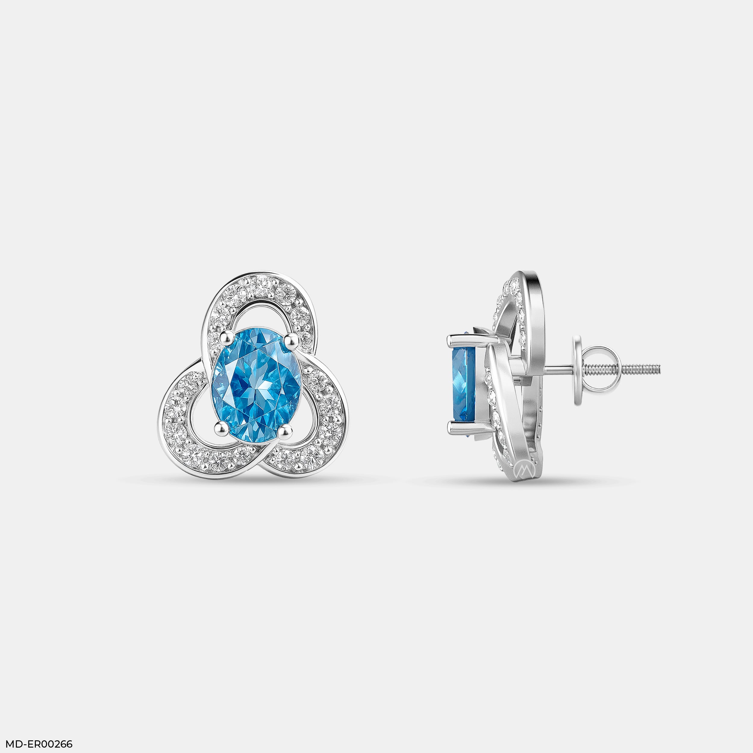 Azure Clover Studs 14K Rose Gold
