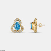 Azure Clover Studs 9K Yellow Gold