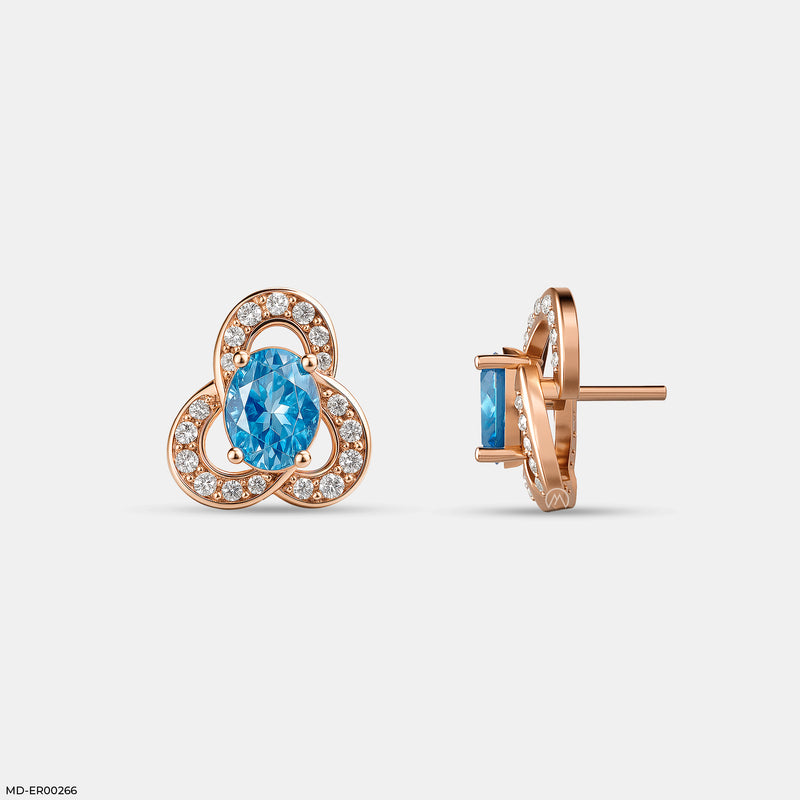 Azure Clover Studs 14K Yellow Gold