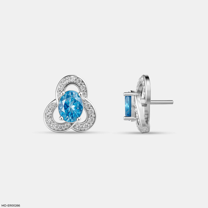 Azure Clover Studs 14K Yellow Gold
