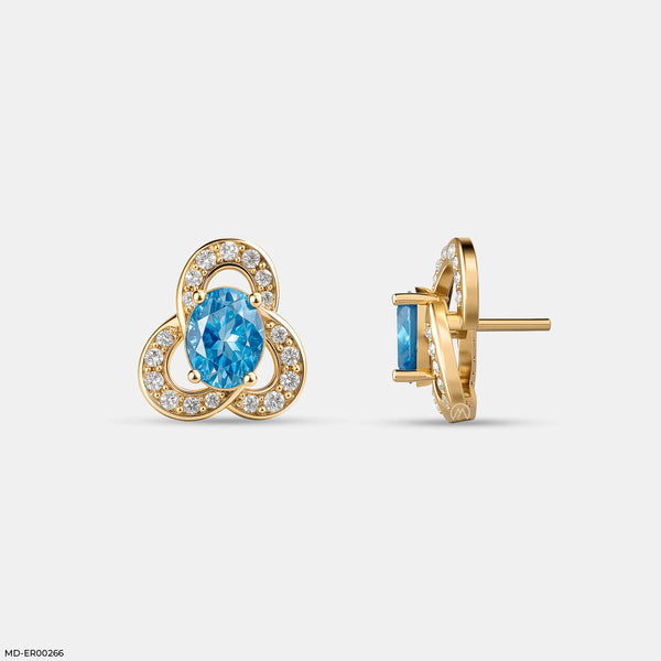 Azure Clover Studs 14K Yellow Gold