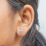 Simple Halo Lab Diamond Stud 14K Rose Gold