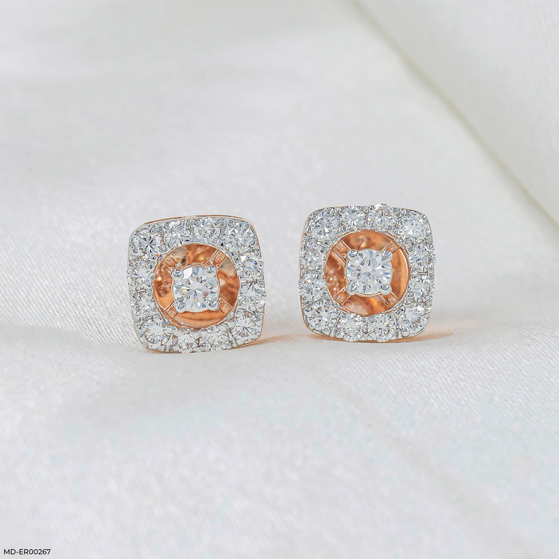 Simple Halo Lab Diamond Stud 14K Rose Gold