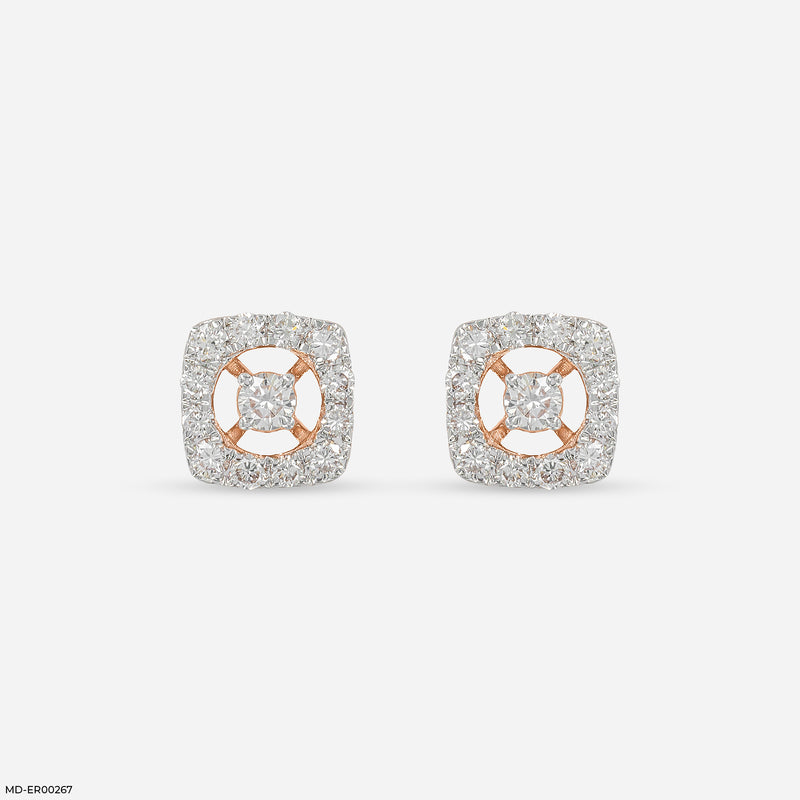 Simple Halo Lab Diamond Stud 14K Rose Gold