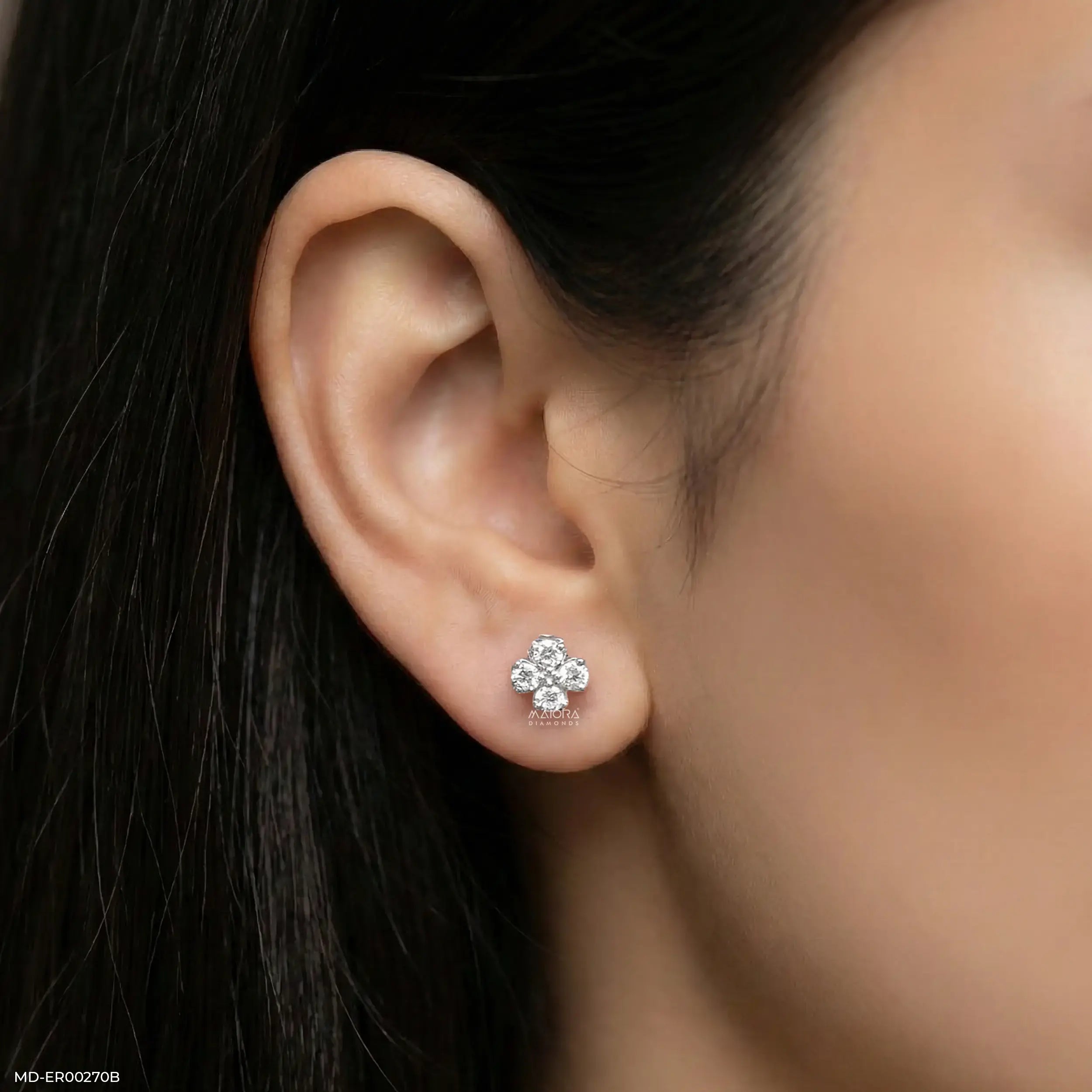 0.5 Carat Lucky Clover Lab Diamond Earrings 14K Rose Gold
