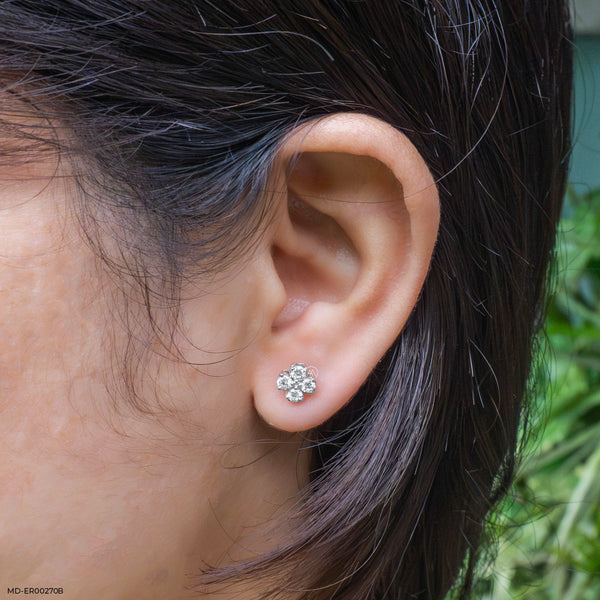 0.5 Carat Lucky Clover Lab Diamond Earrings 14K Rose Gold