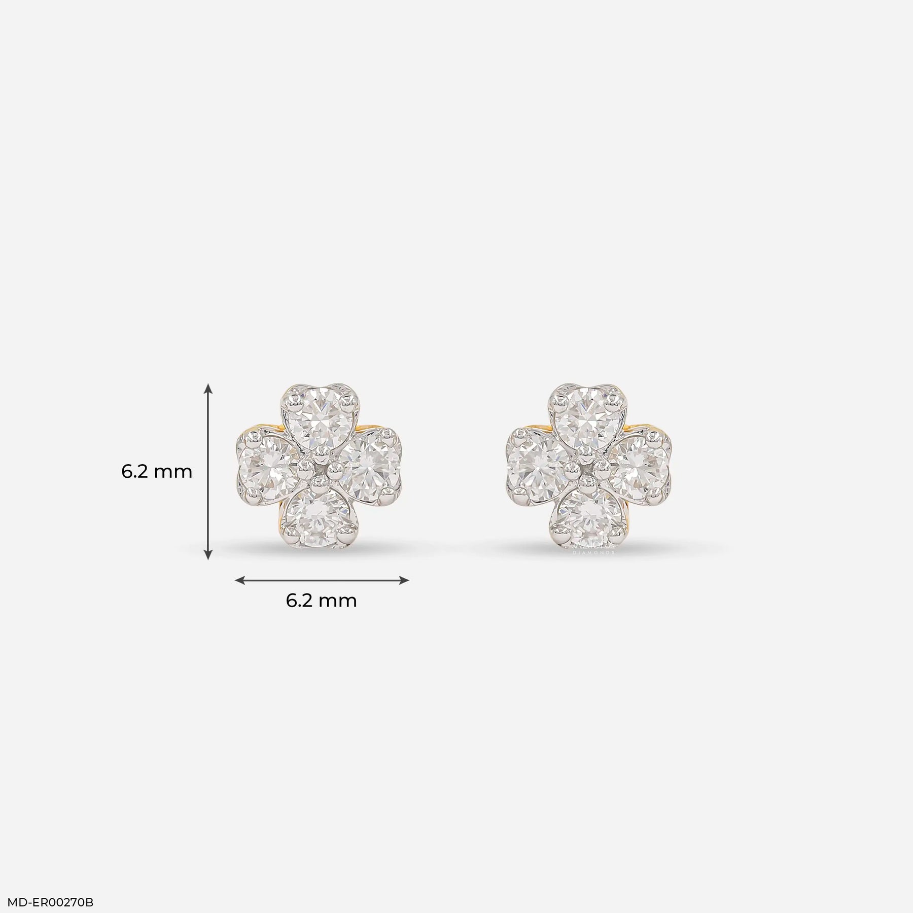 0.5 Carat Lucky Clover Lab Diamond Earrings 14K Rose Gold