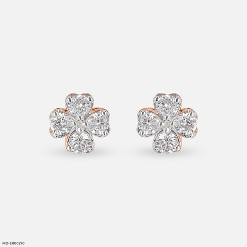 The Lucky Clover Lab Diamond Earrings 14K Rose Gold