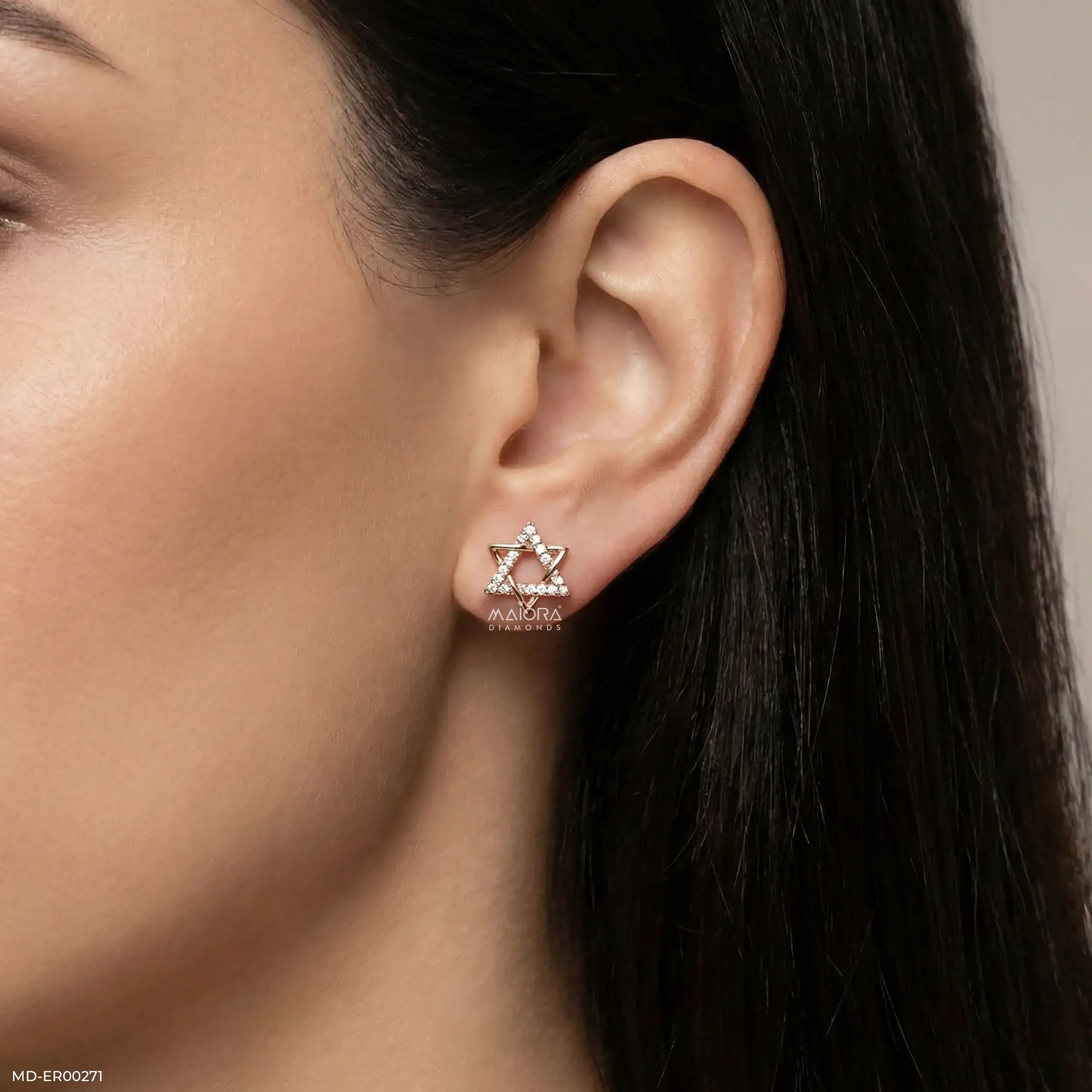 Star Stud Earrings 9K Rose Gold