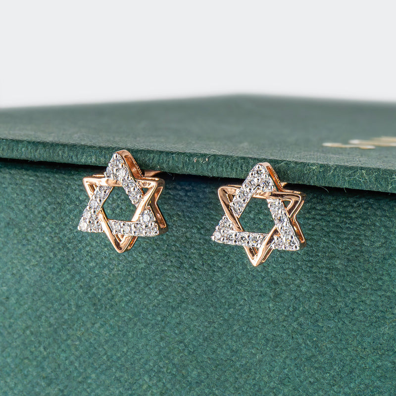 Star Stud Earrings 14K Rose Gold