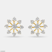 Snow Flake Earrings 18K Yellow Gold