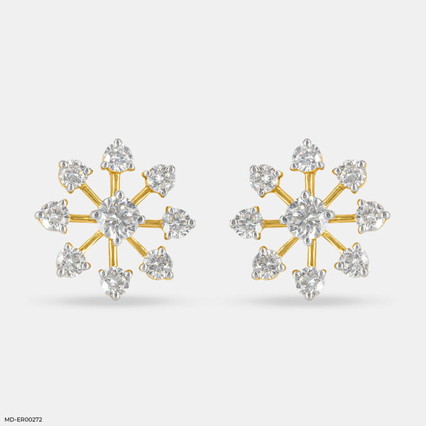 Snow Flake Earrings 14K Yellow Gold – Maiora Diamonds
