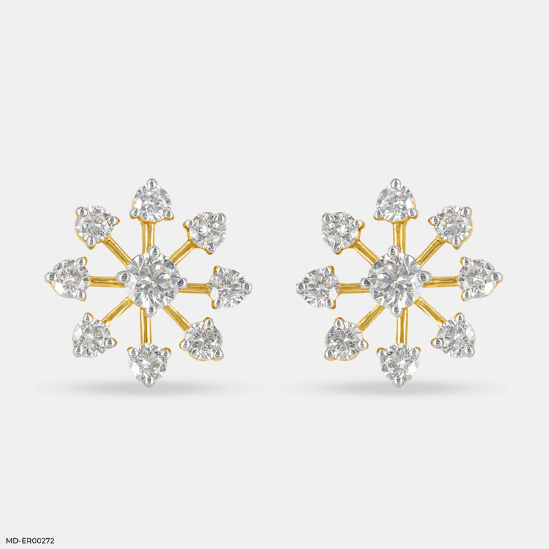 Snow Flake Earrings 14K Rose Gold