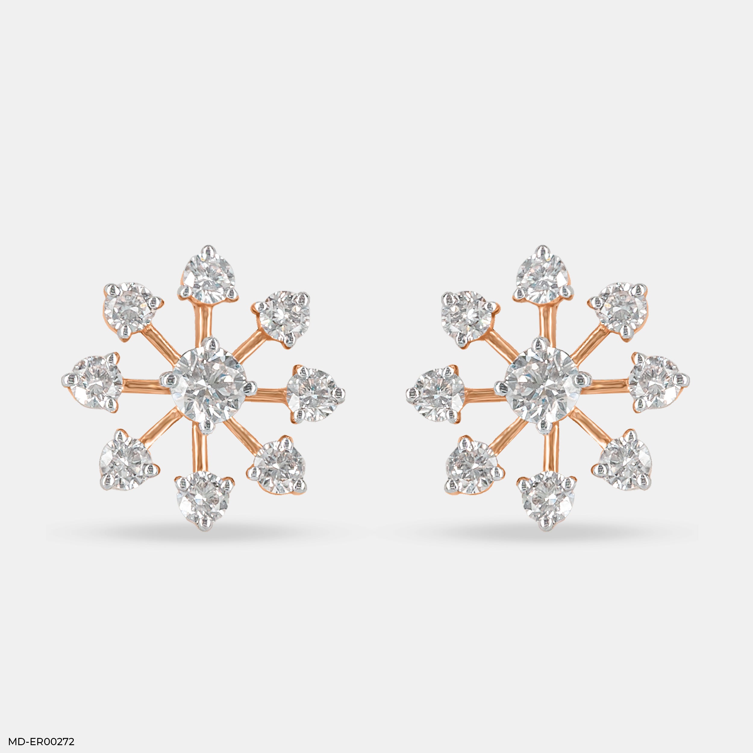 Snow Flake Earrings 14K Rose Gold