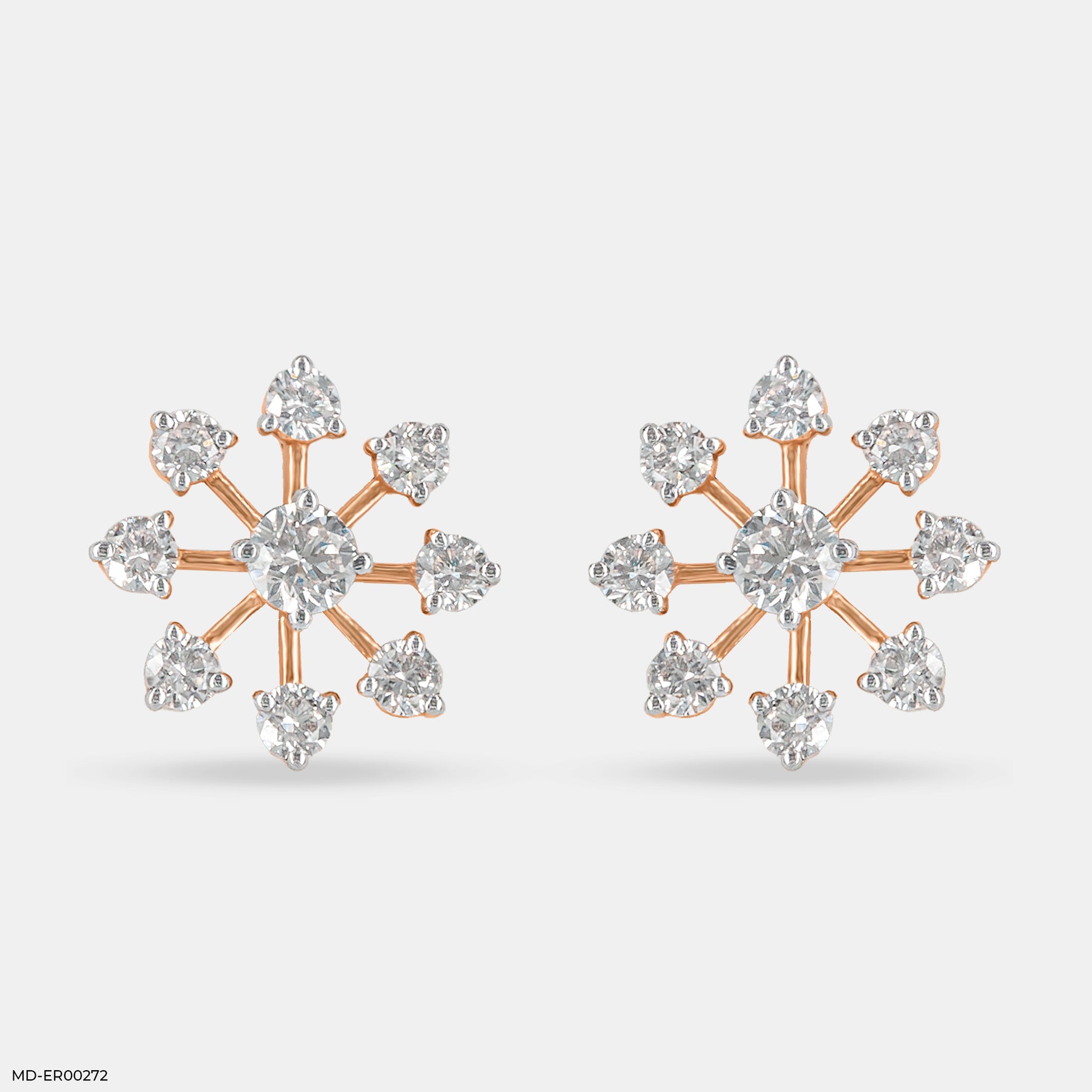 Snow Flake Earrings 14K Yellow Gold