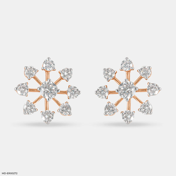 Snow Flake Earrings 14K Rose Gold