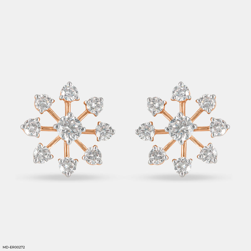 Snow Flake Earrings 14K Rose Gold
