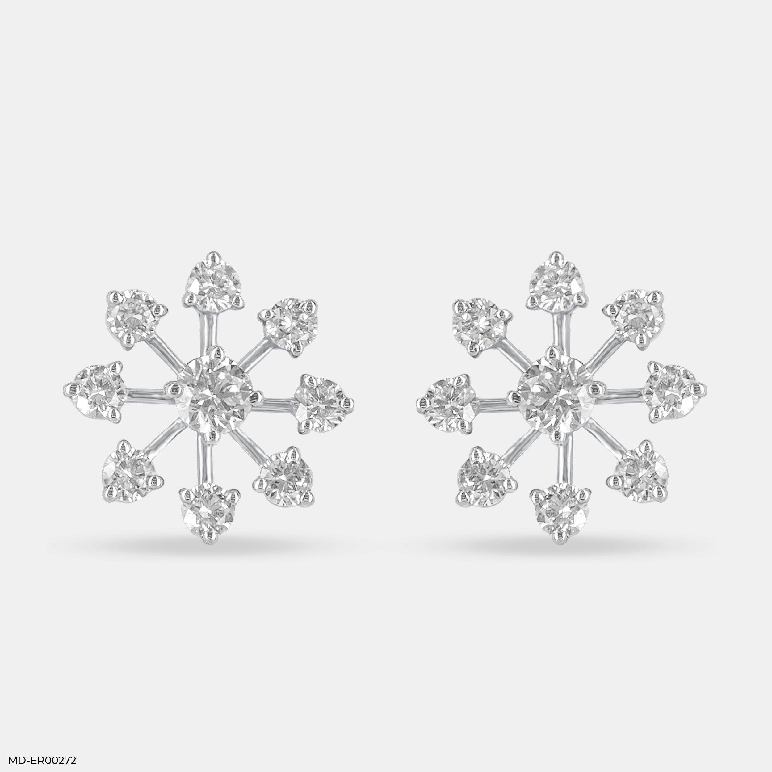 Snow Flake Earrings 14K White Gold