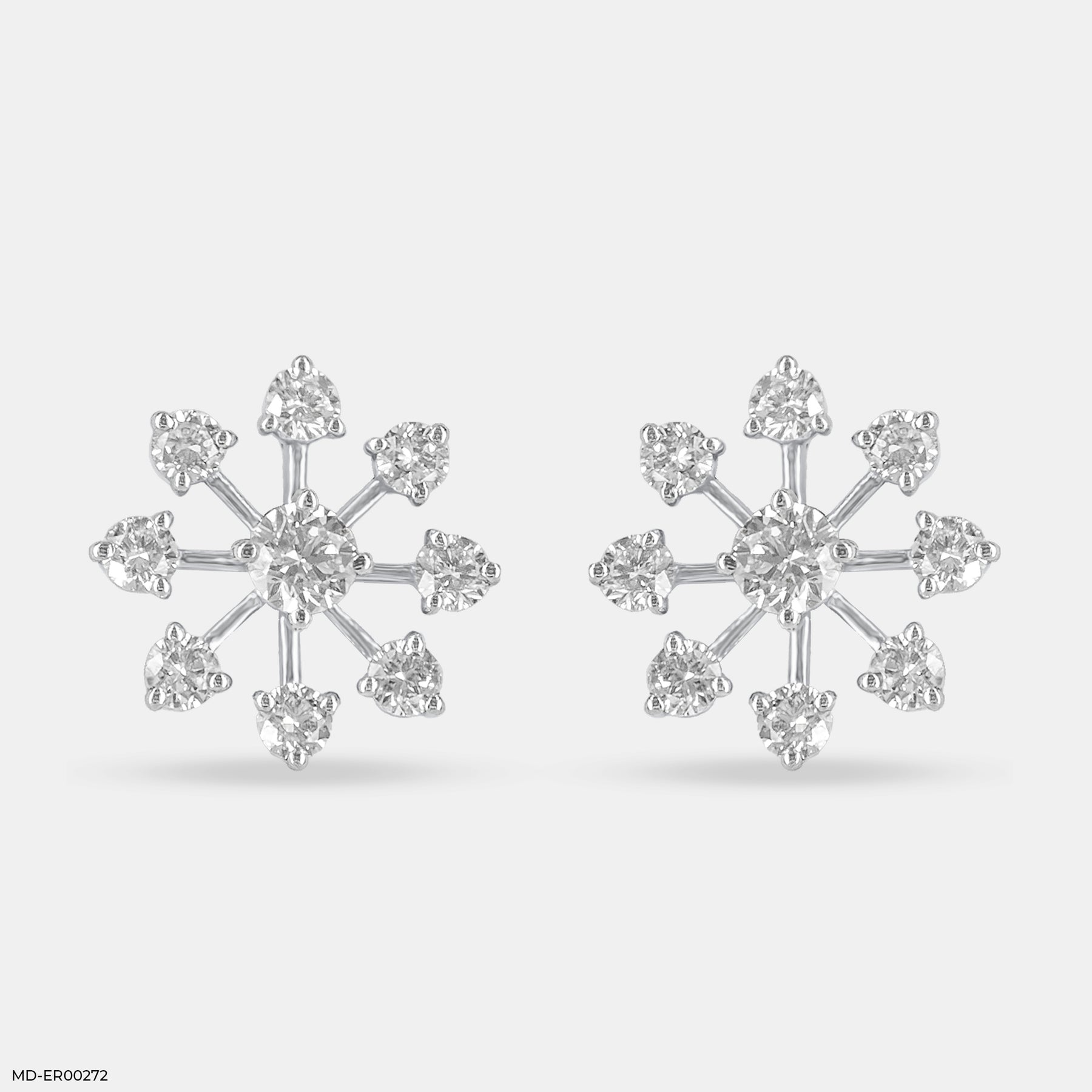 Snow Flake Earrings 14K Yellow Gold
