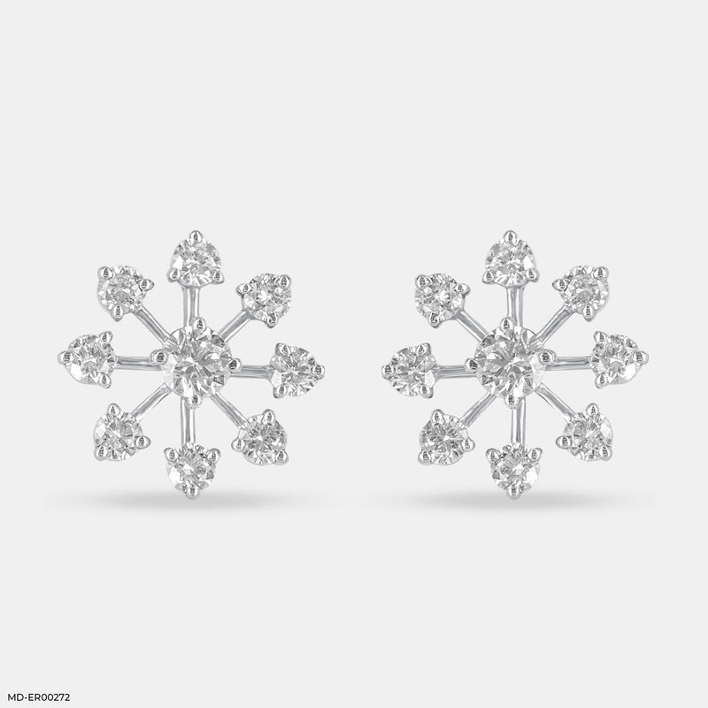Snow Flake Earrings 14K Rose Gold