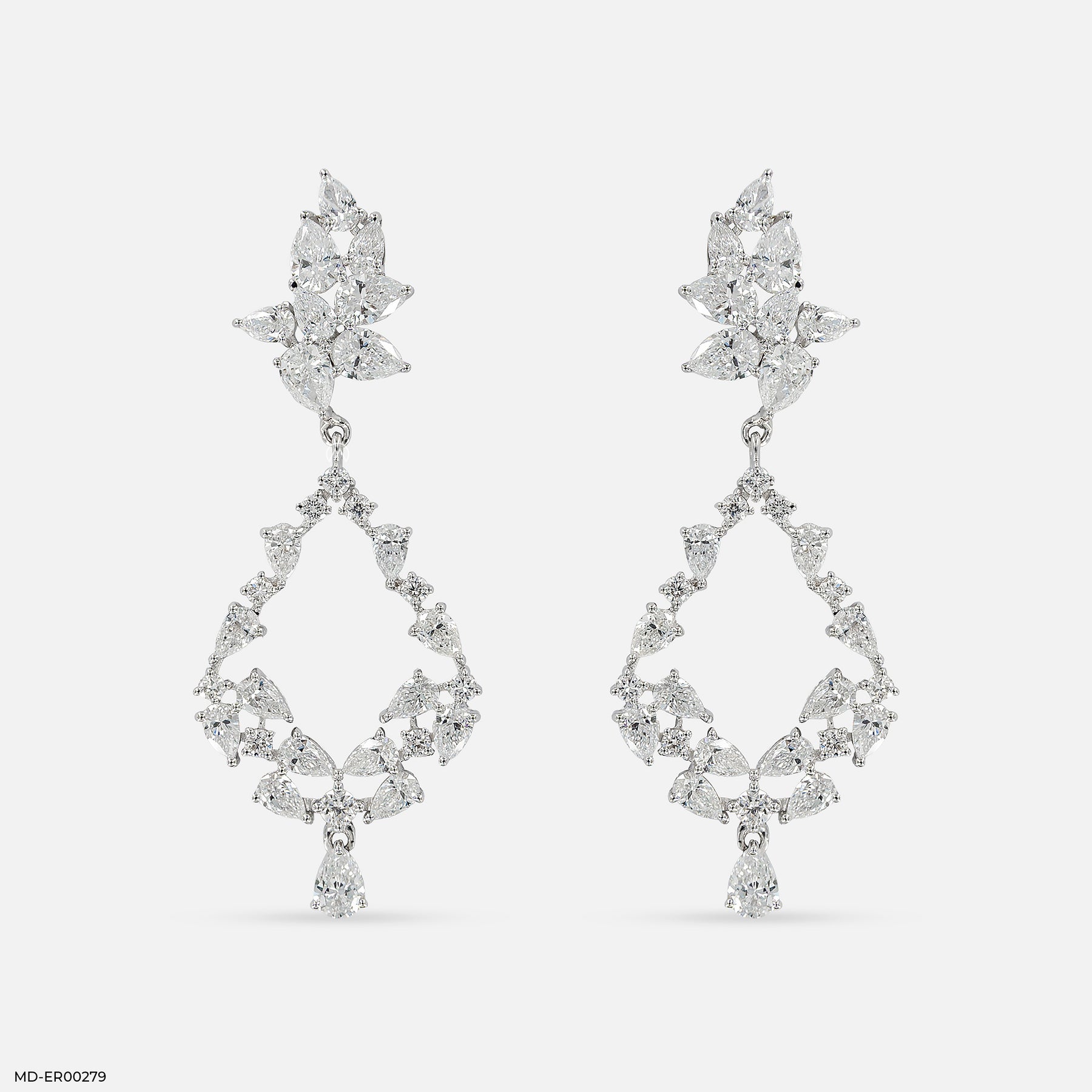 6.15 Carat Aurora Swing Lab Diamond Dangler Earrings 14K White Gold