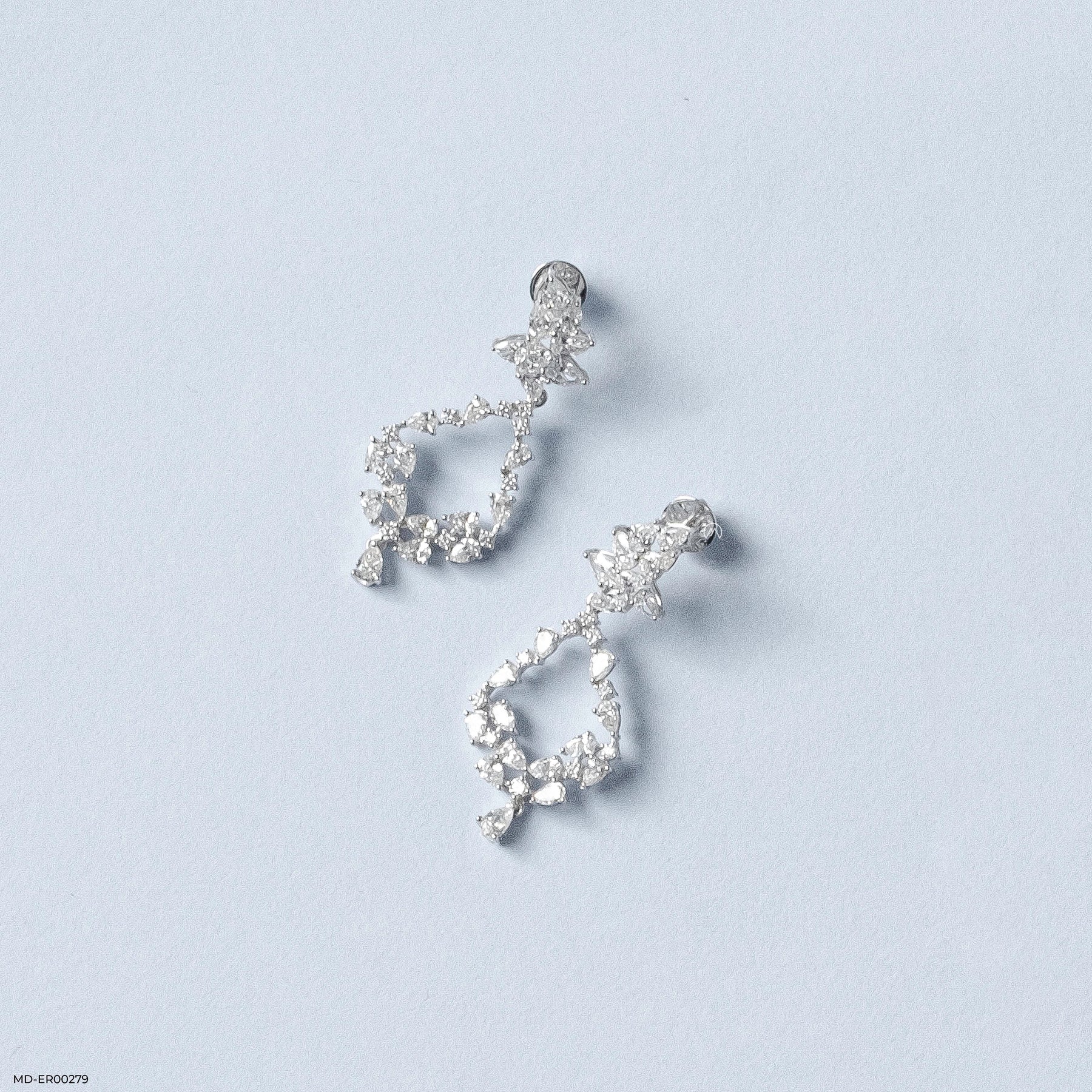 6.15 Carat Aurora Swing Lab Diamond Dangler Earrings 14K White Gold