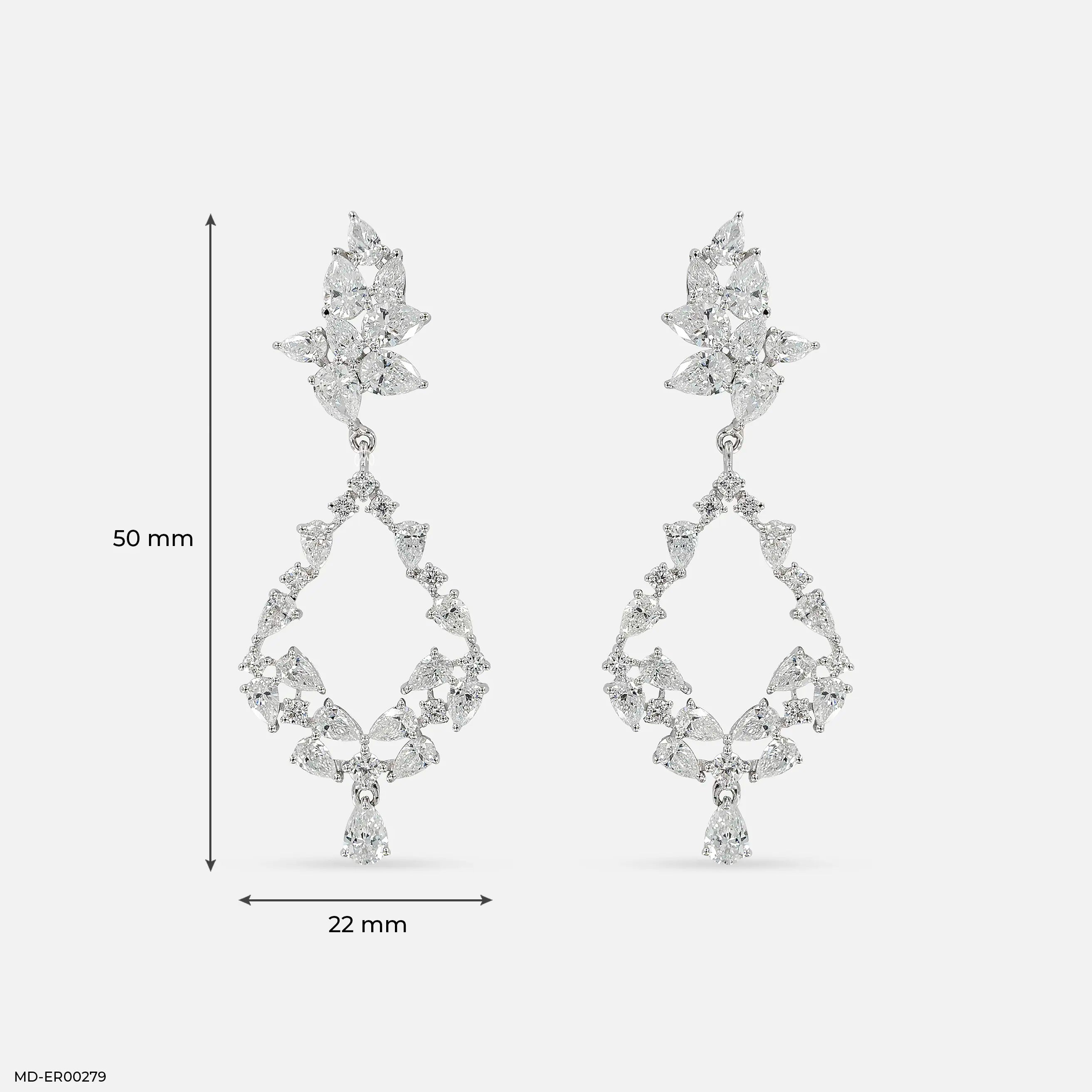 6.15 Carat Aurora Swing Lab Diamond Dangler Earrings 14K White Gold