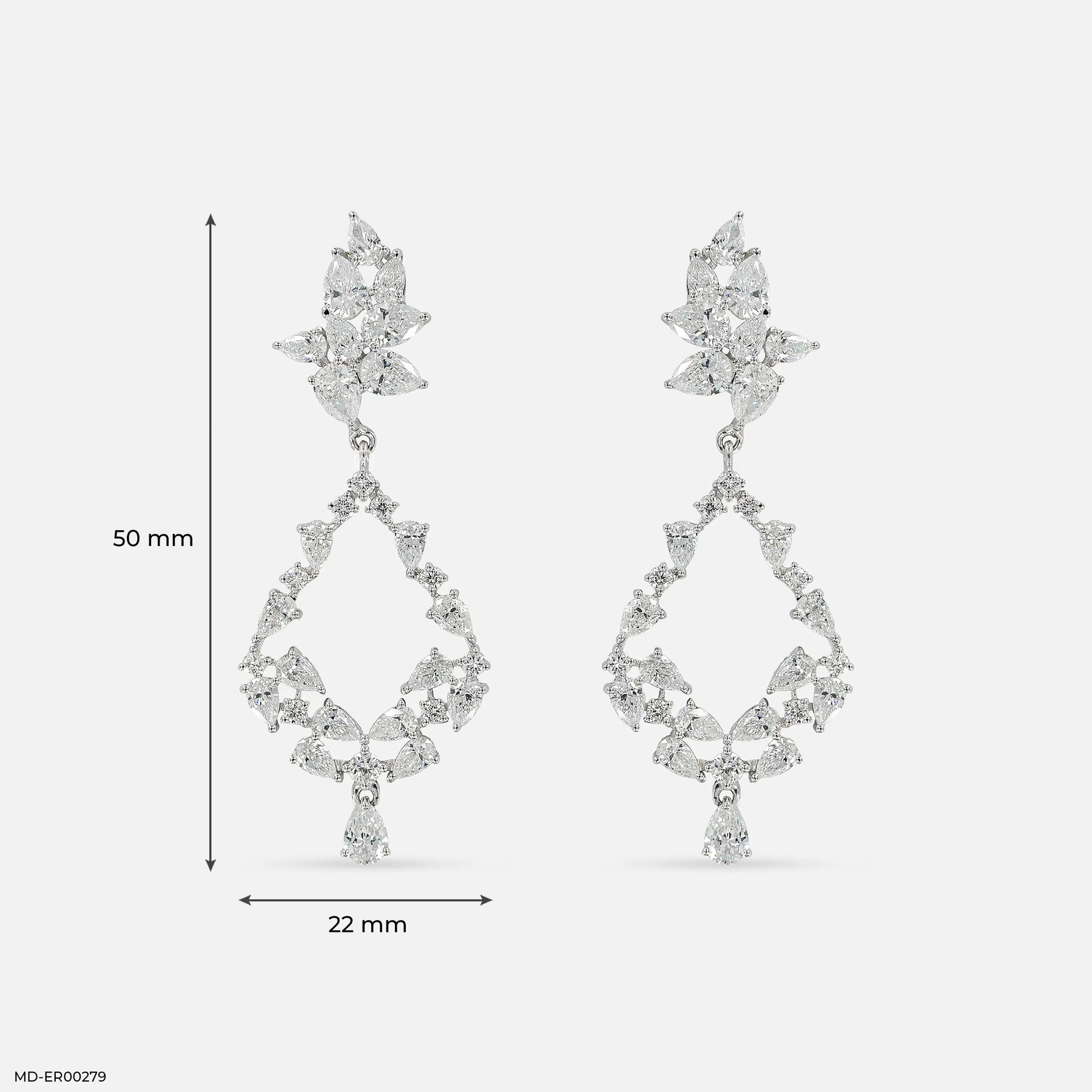 6.15 Carat Aurora Swing Lab Diamond Dangler Earrings 14K White Gold