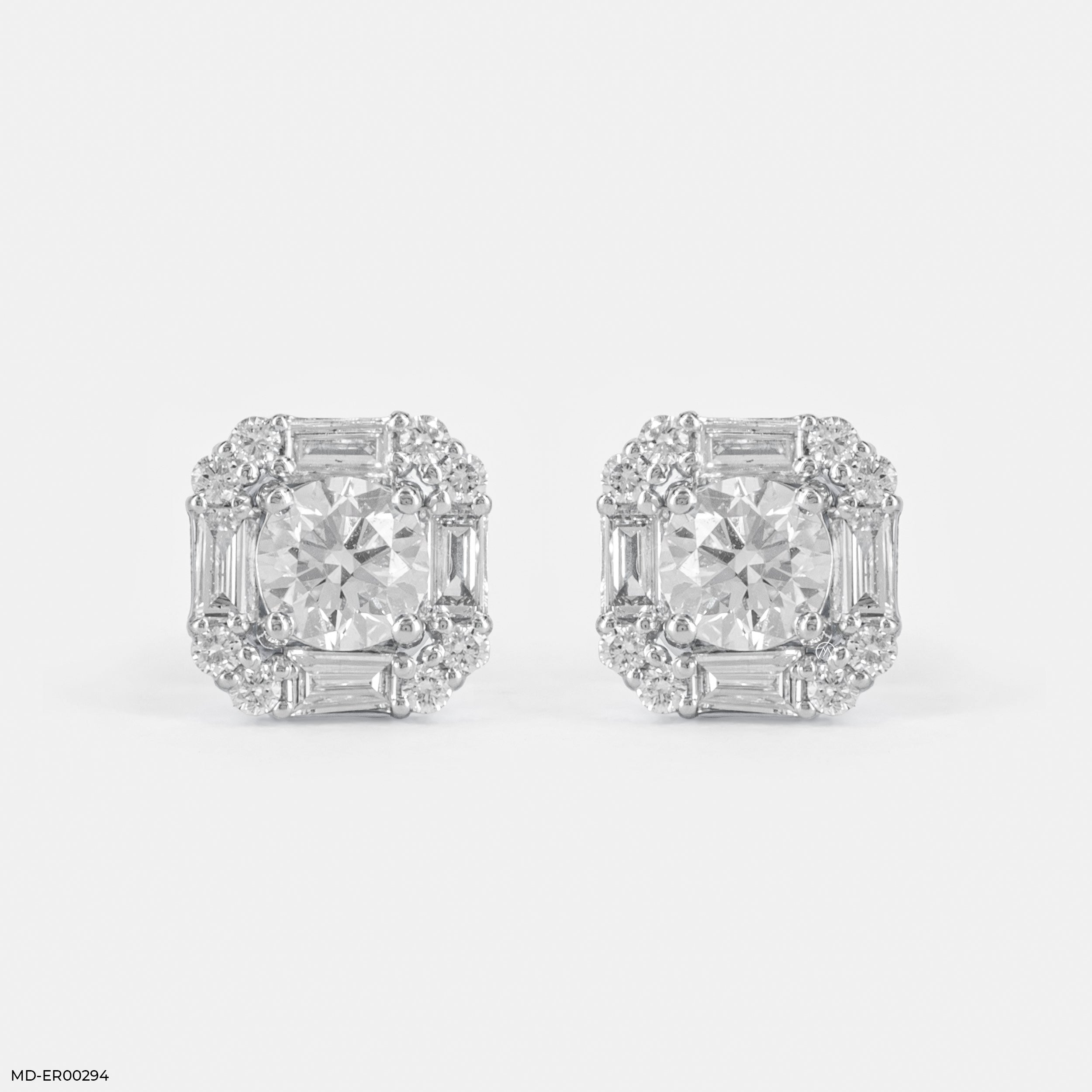 1 Carat Solitaire Eternal Spark Earrings 14K White Gold