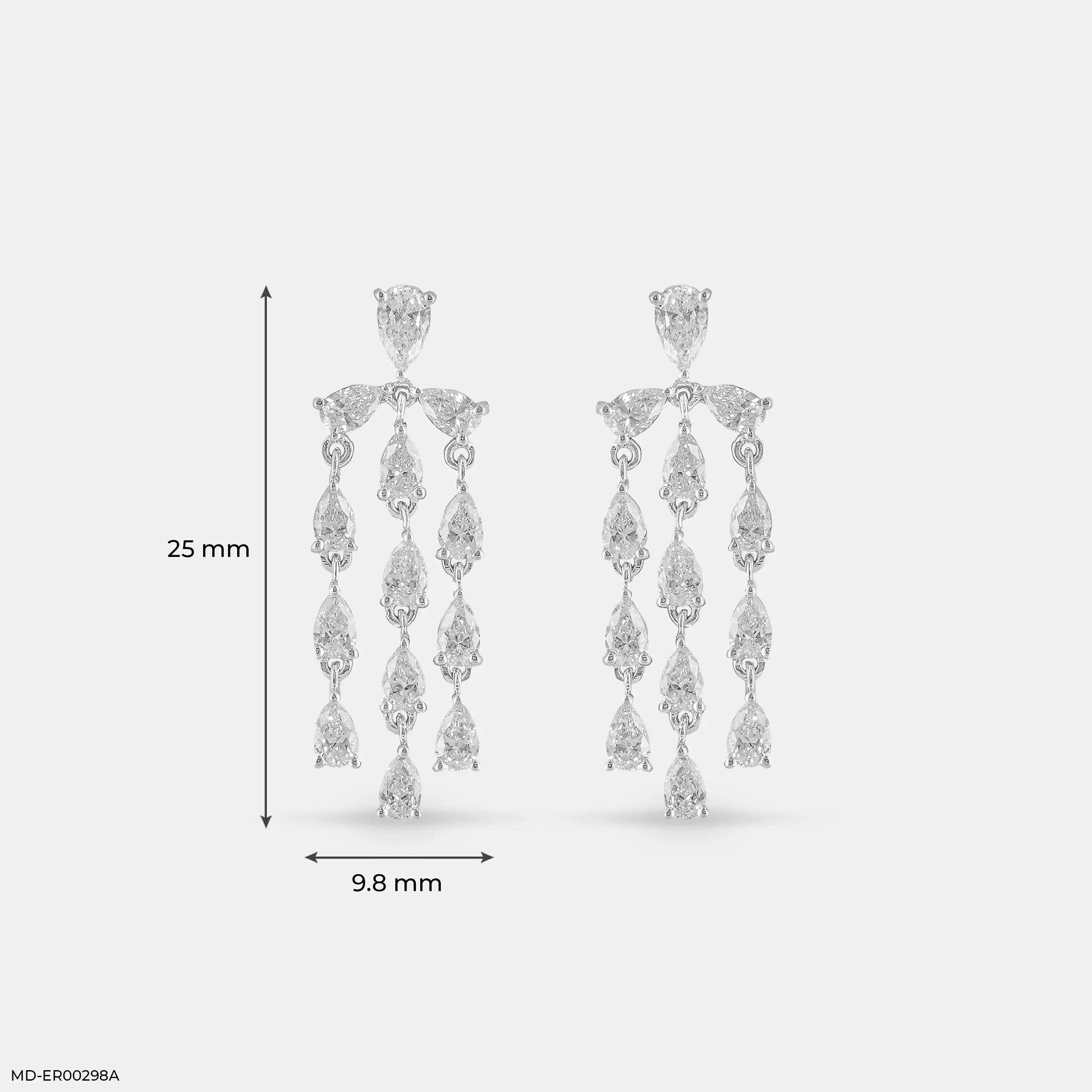 2.75 Carat Celestial Pear Dangle Lab Diamond Earrings 14K White Gold