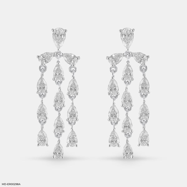 2.75 Carat Celestial Pear Dangle Lab Diamond Earrings 14K White Gold
